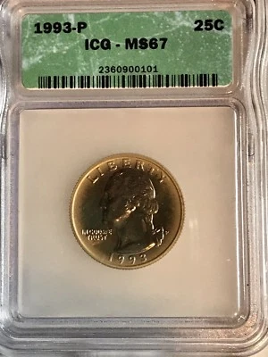 1993 Washington Quarter MS67- ICG Certified Silver 25c - Image 1 of 2