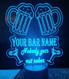 insegna bar mancave personalizzata led incisa giardino bar insegna illumina - Foto 1 di 7