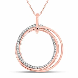 10K ROSE GOLD ROUND DIAMOND CIRCLE PENDANT 1/6 CTTW - Picture 1 of 1