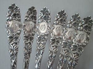 Set 6 - BLOSSOM 1905 - D & H - STERLING -  7 1/8 in ICE TEA SPOONS