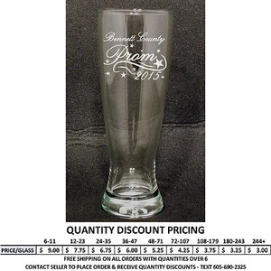 Personalisiertes 16 Unzen Pilsner Glas Individuell Graviert Polsner Gläser Formeller Tanz - Bild 1 von 16