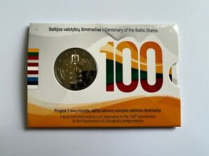 2018 Lithuania 2 €  coin --100 years of Restoration of Lithuania`s Independence 