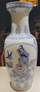 Jarrón grande de porcelana china para pájaros y ciruelas pasas 2 pies de altura - Imagen 1 de 18