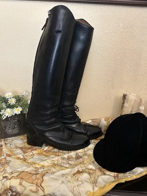Bota Alta Ariat English Talla Mujer’s Talla 7 Cuero Negro Calce Ajustado Foto 1 de 4
