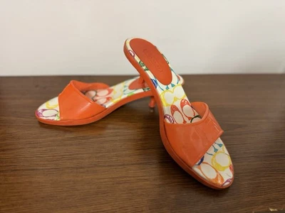 COACH Nichelle Orange Low Heel Slip On Sandals, Size 9.5 - Image 1 of 4