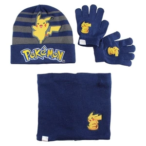 Pokemon Pikachu Kinder Herbst Winter Set Mütze Loop plus Handschuhe 54/56 - Bild 1 von 12