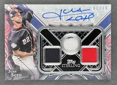 Juan Soto 2022 Topps Sterling Seasons Auto Relic Blue 01/10 BOOKEND #SSAR-JS02 - Image 1 of 4