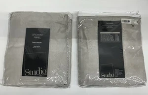 (2) JCP Home Studio Grommet Curtain Panels 50" X 84" Gray Mist Pearl Metallic - Picture 1 of 4