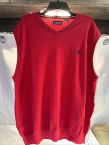 Chaps Sweater Vest Mens Size 2XL Red , Sleeveless V Neck Golf Casual - Picture 1 of 9