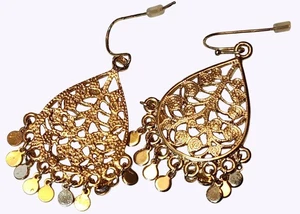 Vtg Gold Tone Filigree Drop Dangle Earrings For Pierced Ears By Avon - Picture 1 of 2
