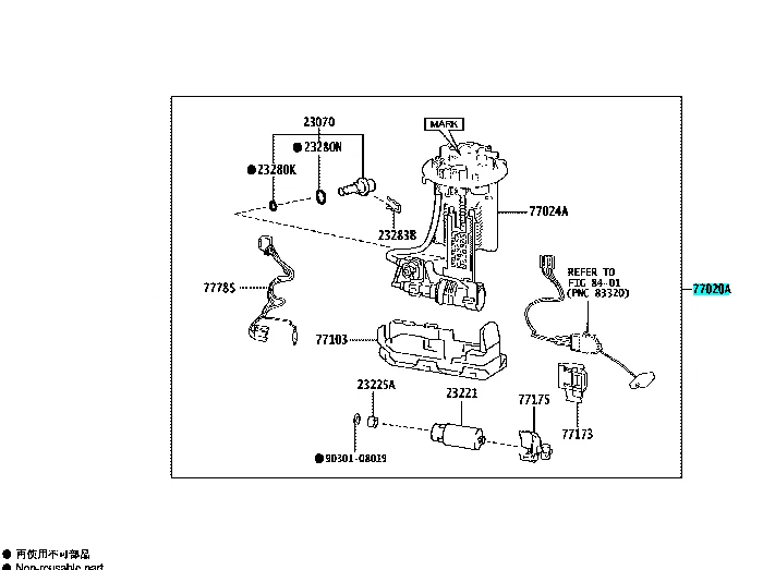 77020‑33510/33511 OEM Fuel Pump Assembly for 2018–2025 Toyota Camry Hybrid (A25) - Image 1 of 1