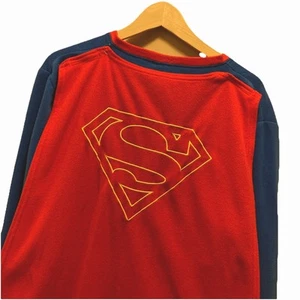 SUPERMAN 1 Piece PAJAMAS With Cape SIZE XL Pre-owned See Photos - Picture 1 of 13