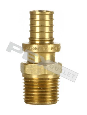 Brass REHAU 1-1/2" Everloc x 1-1/2" MPT ASTM Adapter Article ID# 235757-101 - Image 1 of 3