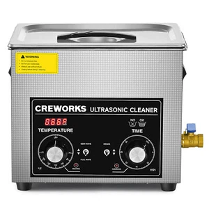CREWORKS 10L Ultrasonic Cleaner Machine with Adjustment Knob Degas Gentle Modes - Picture 1 of 9