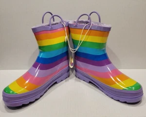 Waterproof Rain Boots Warm Easy Pull-On Handles Girls Big Kids Sz 2/3 New /Box - Picture 1 of 4