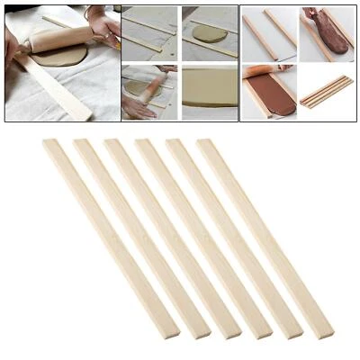6x Wooden Rolling Pin Guides Dough Rolling Strips Measuring Dough Strips - Image 1 of 4