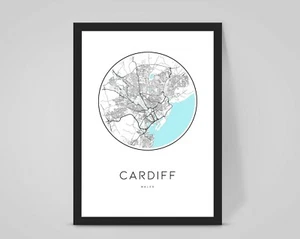 Personalised CARDIFF CITY Map ANY CITY/COUNTRY Travel poster artwork gift - Picture 1 of 4