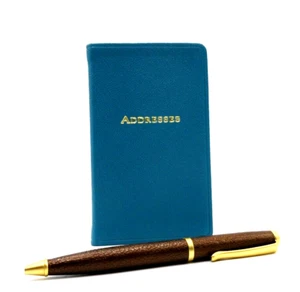 Address Book Pocket Size 3x5" Leather Soft Cover Graphic Image List$40 BLUE - Picture 1 of 7