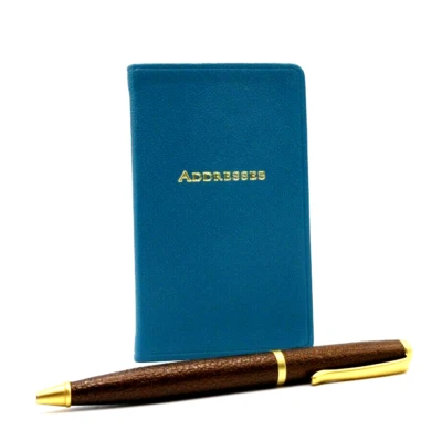 Address Book Pocket Size 3x5" Leather Soft Cover Graphic Image List$40 BLUE - Image 1 of 4