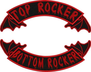 13" Bat Wings Bottom / Top Rocker,Embroidered Patch,Custom Embroidery, BackPatch - Picture 1 of 4