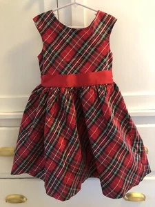 Vestido Janie and Jack Holiday a Cuadros Rojo Talla 6 100% Seda - Imagen 1 de 8