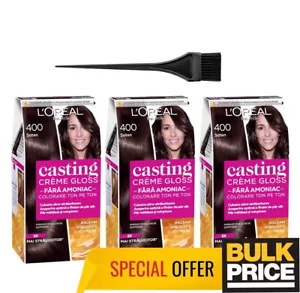 L'Oreal Casting Creme Gloss 400 Brown Hair Color 3-Pack Senza Ammoniaca - Foto 1 di 6