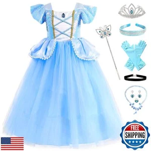 Fengligoo Blue Princess Costume Dress for Girls Kids Halloween Cosplay Party - Picture 1 of 5