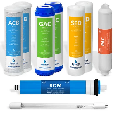 1 Year Ultraviolet Reverse Osmosis System Replacement Set – 9 Filters – 100 GPD - Image 1 of 4