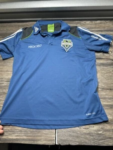Adidas ClimaCool Blue MLS Seattle Sounders Short Sleeve Polo Shirt Men's M - Picture 1 of 10