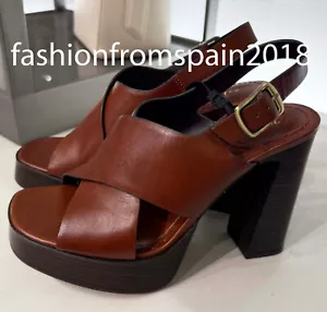 ZARA NUEVO MUJER CUERO TACÓN SANDALIAS ZAPATOS MARRÓN 35-42 2328/510/105 - Imagen 1 de 3