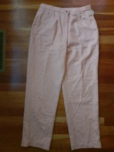 Orvis Tweed Dress Pant Women 14 XL Herringbone Rose Light Pink Wool Straight Leg - Picture 1 of 12