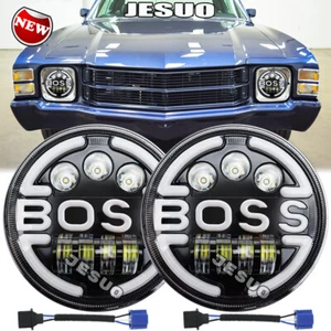 For Chevy Chevelle 1971-1973 - 7" Inch LED Headlights Round Hi/Lo Sealed Beam - Picture 1 of 10