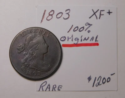 AMAZING 1803 DRAPED BUST LARGE CENT XF+  !!!!      CHOCOLATE BROWN ORIGINAL!!  ✨ - Image 1 of 4