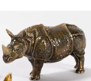Jay Strongwater Swarovski Jeweled Rhinoceros Figurine - Picture 1 of 3