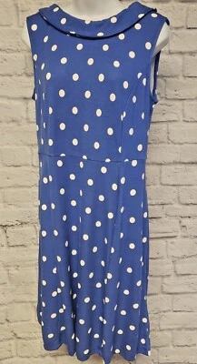 Isaac Mizrahi Live! Vestido Pequeño Estampado Lunares Azul Azul Azul Blanco Lunares SP Foto 1 de 4