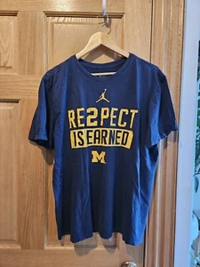 Michigan Wolverines T-Shirt Jumpman Respect Is Earned Swingman Nike Jordan - Picture 1 of 4