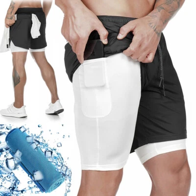 Шорты беговые мужские спортивные для тренажерного зала фитнеса тренировок с компрессионной подкладкой спортивные штаны - Изображение 1 из 4