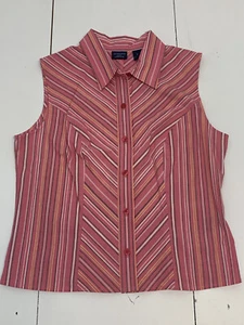 Westbound Women's Tank Top Size Petite Small Pink Striped Button Up Vintage New - Picture 1 of 9