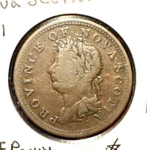 Ficha de medio centavo Canadá Nueva Escocia 1823 KM 1 - Imagen 1 de 2