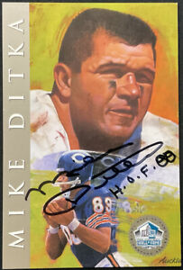 MIKE DITKA Signed Autographed NFL Hall of Fame Series Post Card JSA P68423