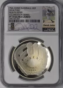 2014-P Silver $1 Baseball HOF Commemorative NGC PF70UC Derek Jeter ✪COINGIANTS✪ - Picture 1 of 2