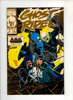 GHOST RIDER #5 1990 GOLD 2ND PRINTING NM 9.4 VS THE PUNISHER PART 1 OF 2! - Image 1 of 2