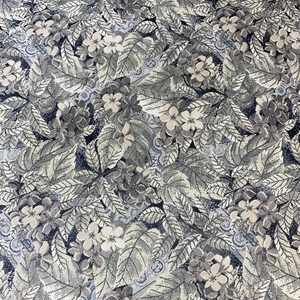 VTG Y2K Floral Tapestry Fabric Upholstery Subtle Flowers 2 Yd Gray Sage Leaves - Picture 1 of 8