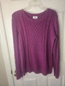 Old Navy Damen Grobstrick Pullover mit Zopfmuster / Large / Lila  - Bild 1 von 7