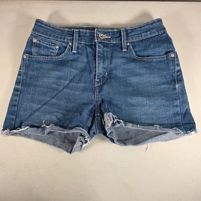 Pantalones Cortos Levi Strauss Mujer Demi Curve Crudo Puño Dobladillo Denim Talla 4/27 Medidas 26 Foto 1 de 4