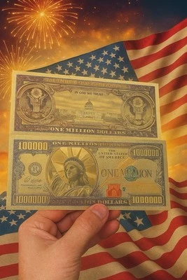 (2) Novelty-Lady Liberty  $1,000,000 gold foiled bank notes - Image 1 of 2