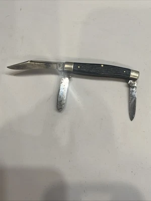 复古 Camillus New York 美国 3 刀片折叠口袋刀黑色手柄 — 第 1/4 张图片