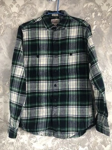 J. CREW Mens Classic Flannel Shirt Small Green Check Cotton Double Brushed (582) - Picture 1 of 9
