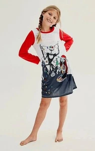 Nightmare Before Christmas Girl's Jack and Sally Holiday Nightgown sz 10 - Picture 1 of 5