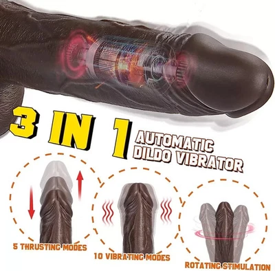 Telescopic Realistic Thrusting Dildo Vibrator Sex Toys for Women Heating Rotated - Image 1 of 4